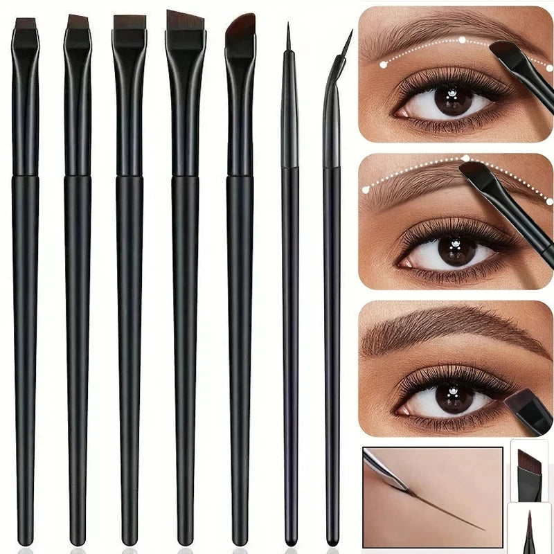 7pcs/set Upgrade Blade Eyeliner Brush Eyebrow Brush Ultra Fine Flat Eye Liner Brow Contour Makeup Detail Brushes Makeup Tools Zpaxo