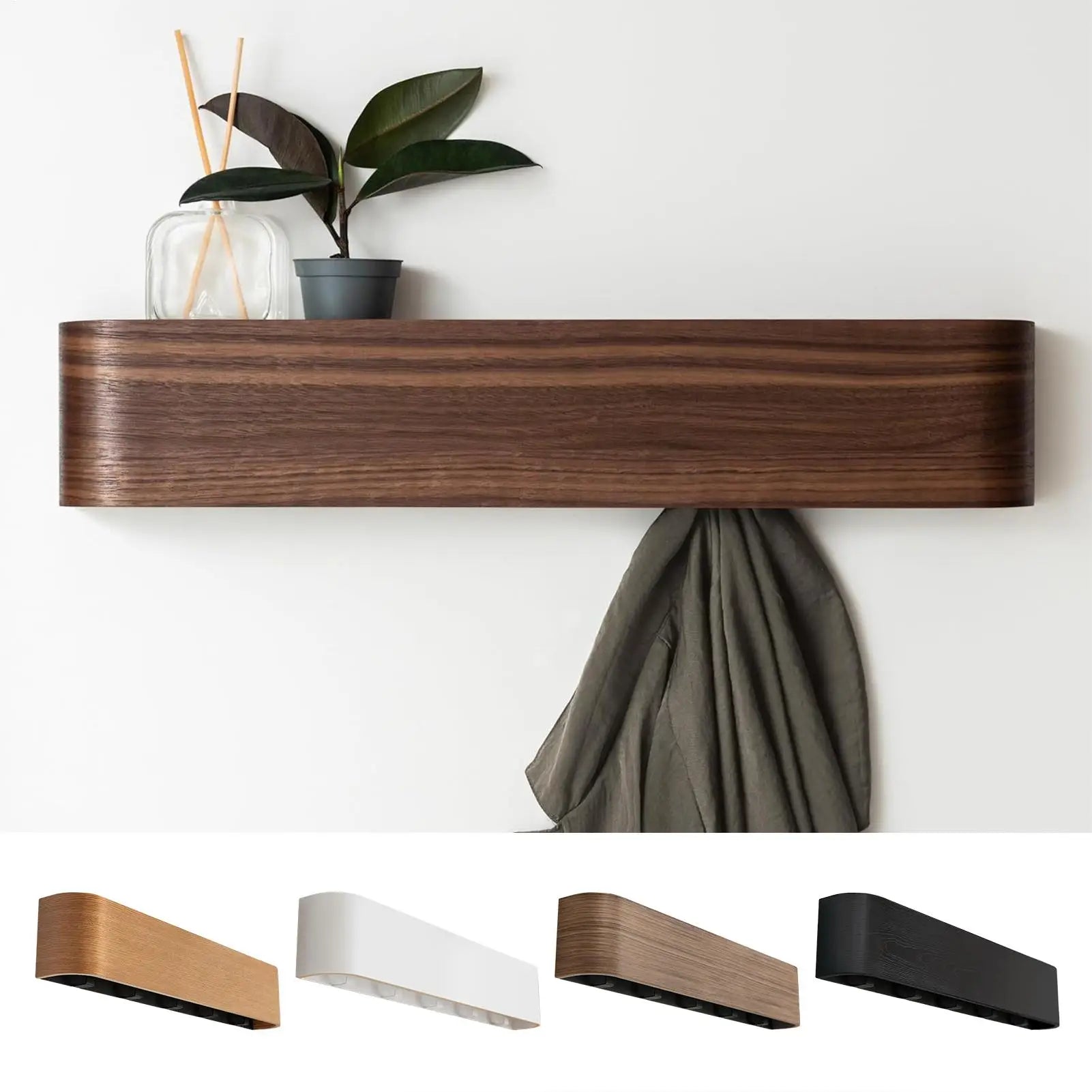 Wall-Mounted Coat Rack Wall Coat Hanger Rack with Folding Hooks No-Drill Organizer Wooden Clothing Hanger for Household Bag Keys Zpaxo