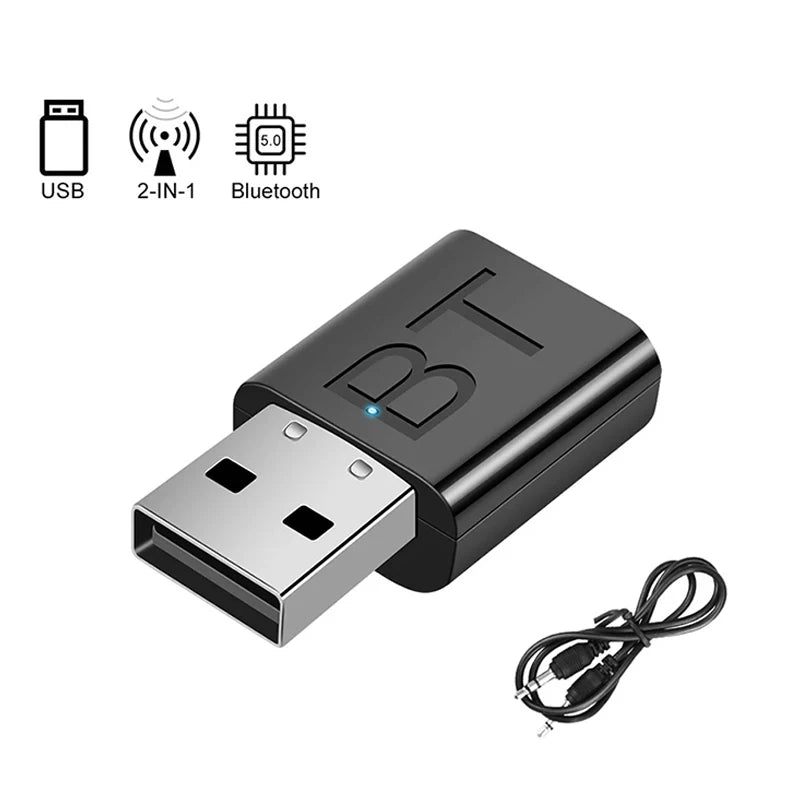 USB Bluetooth 5 0 Receiver Wireless Adapter AUX Jack Car Music Stereo Zpaxo