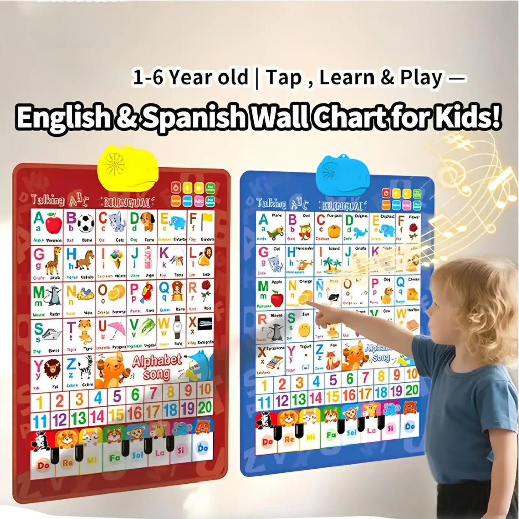 Bilingual Talking Wall Chart – English & Spanish Toddler Toy Educational Learning Toy Zpaxo