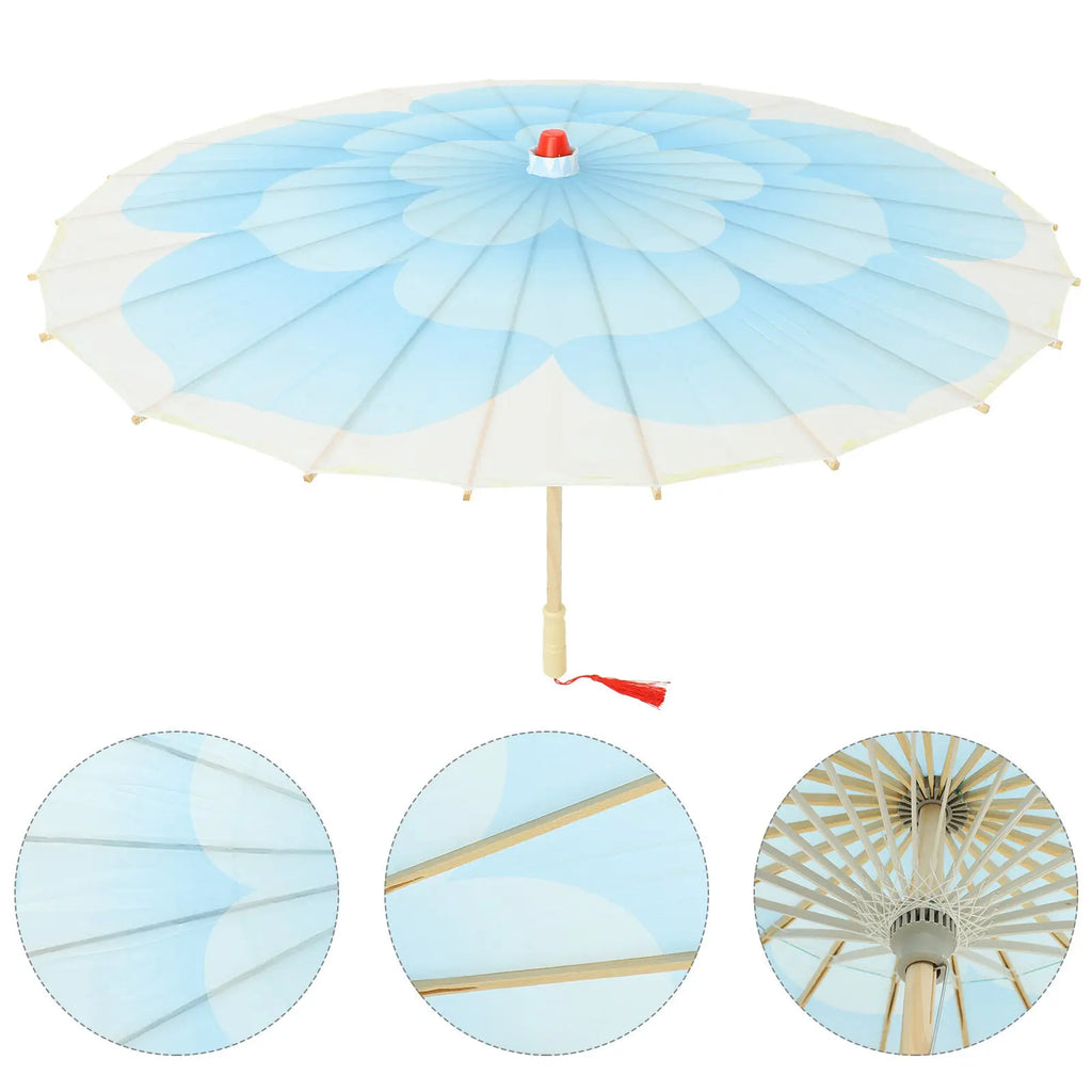 Handmade Blue Peony Oil Paper Umbrella Chinese Traditional Parasol