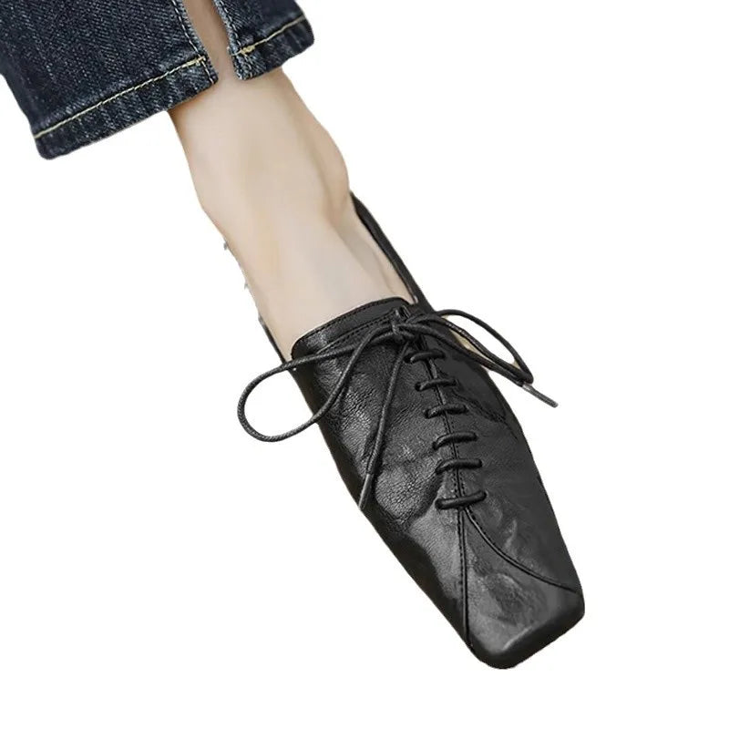 2025 Lace-up Simple Shoes Women's Fashion Neutral Small Single Niche