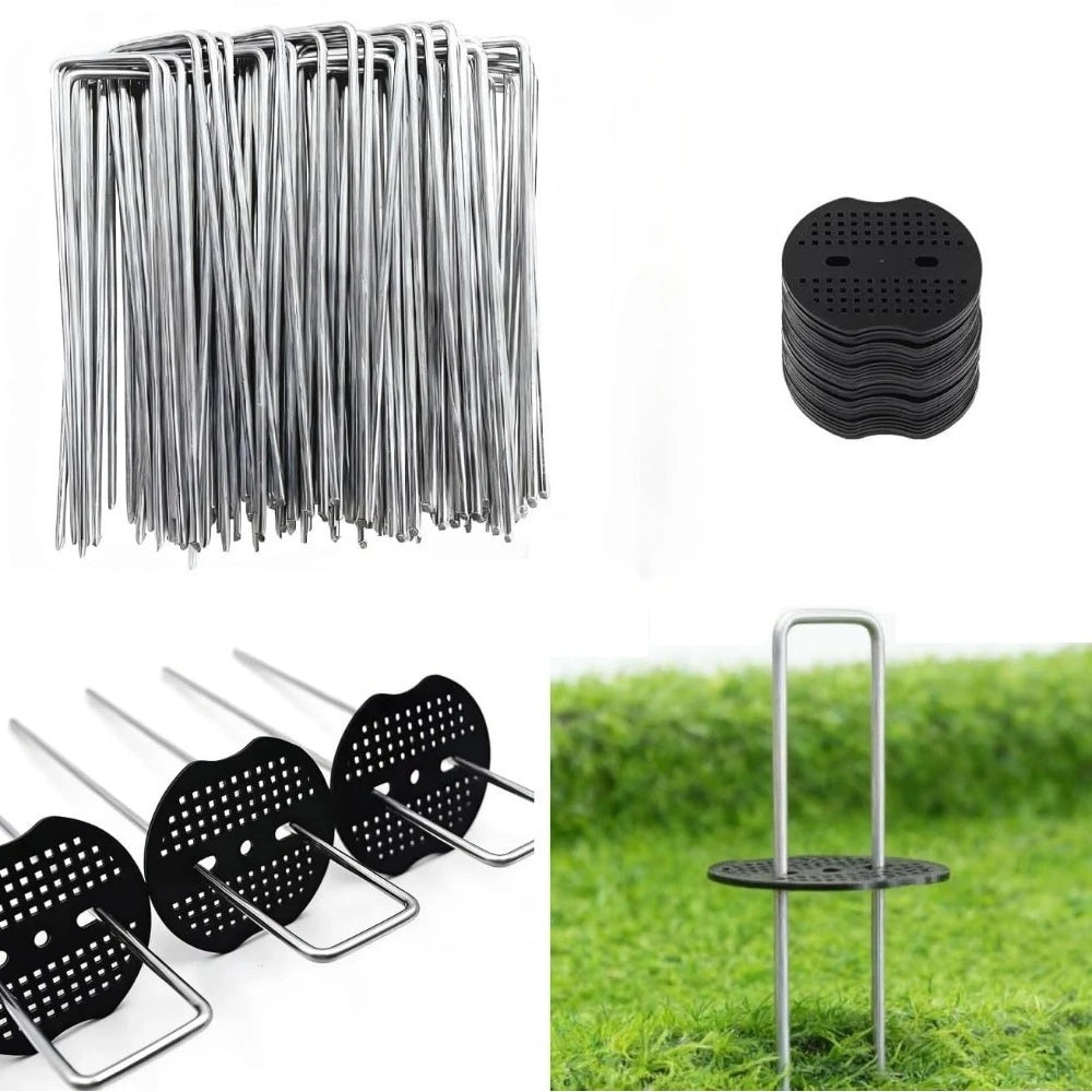 U-Shaped Garden Ground Pegs & Washers – 100 or 200 Pack