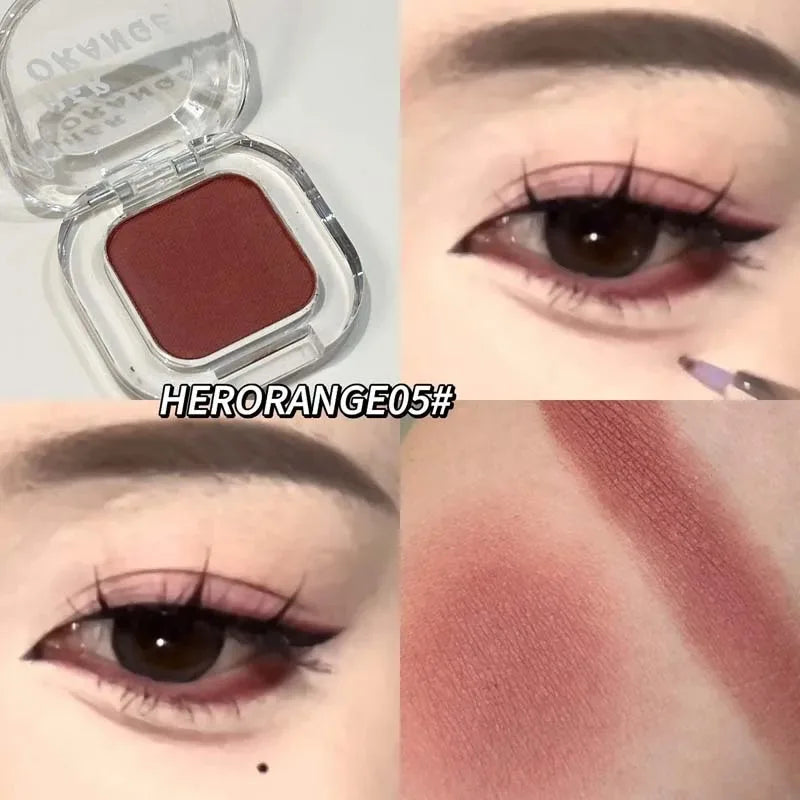 Red Brown Monochrome Eyeshadow Eyeliner Powder Palette Silky Matte Coral Red Lying Silkworm Eyeliner Waterproof Aegyo-sal Makeup Zpaxo 05