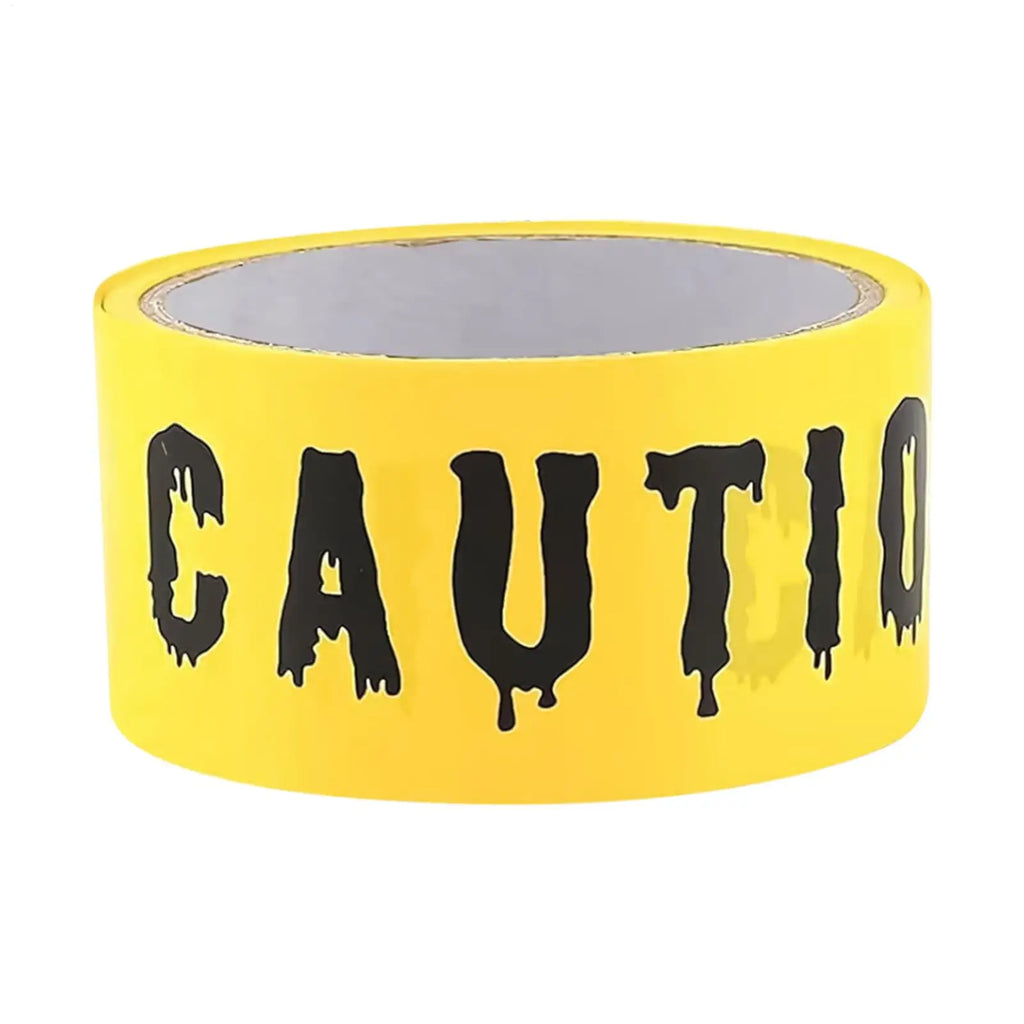 Halloween Tape Yellow Warning Scary Party Decorations Safety Scene Caution Tape Roll Party Props for Outdoor Door Window Zpaxo