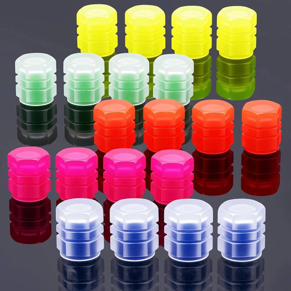 8-Pack Fluorescent Tire Valve Stem Caps – Luminous & Leak-Proof