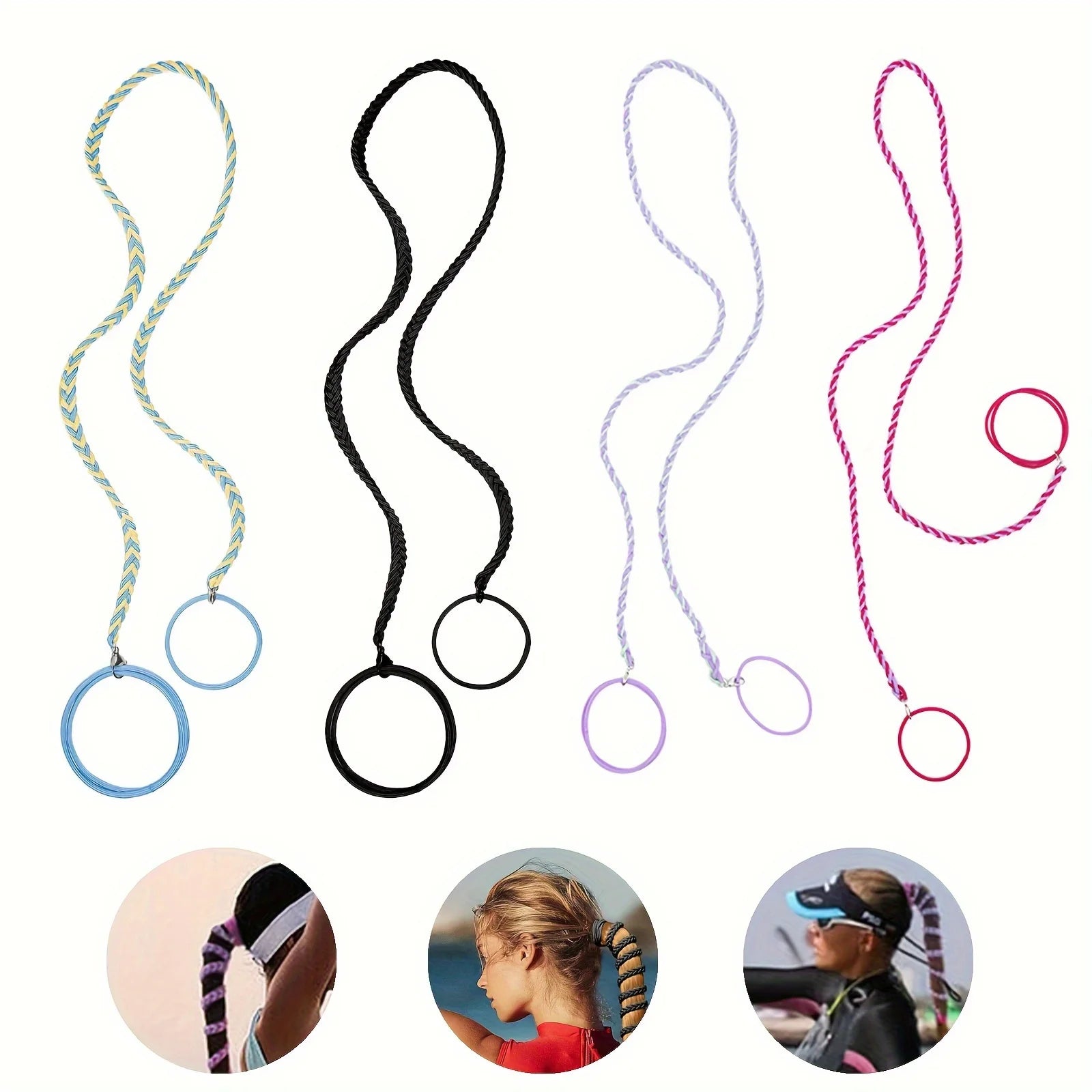 2 Packs 25" Ponytail Holders Hair Ties, Colored Elastic Braided Hair Tie, No Damage for Long Thick Curly Hair Zpaxo