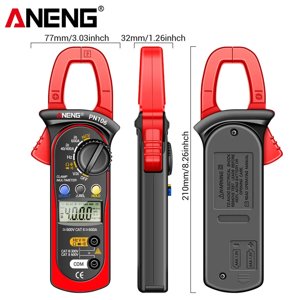 ANENG PN106 AC DC Clamp Meters 600A Current Voltage Tester Tool Zpaxo