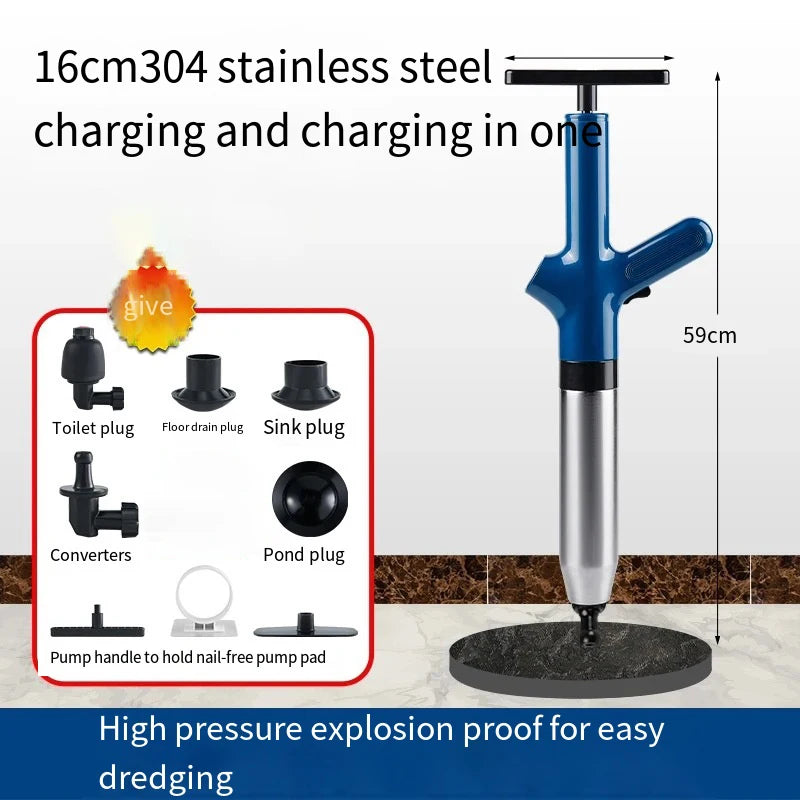Toilet Unclogger Can Instantly Clear The Sewer Block The Toilet And Create A Universal Kitchen Floors Drain With Air Pressure Zpaxo Blue
