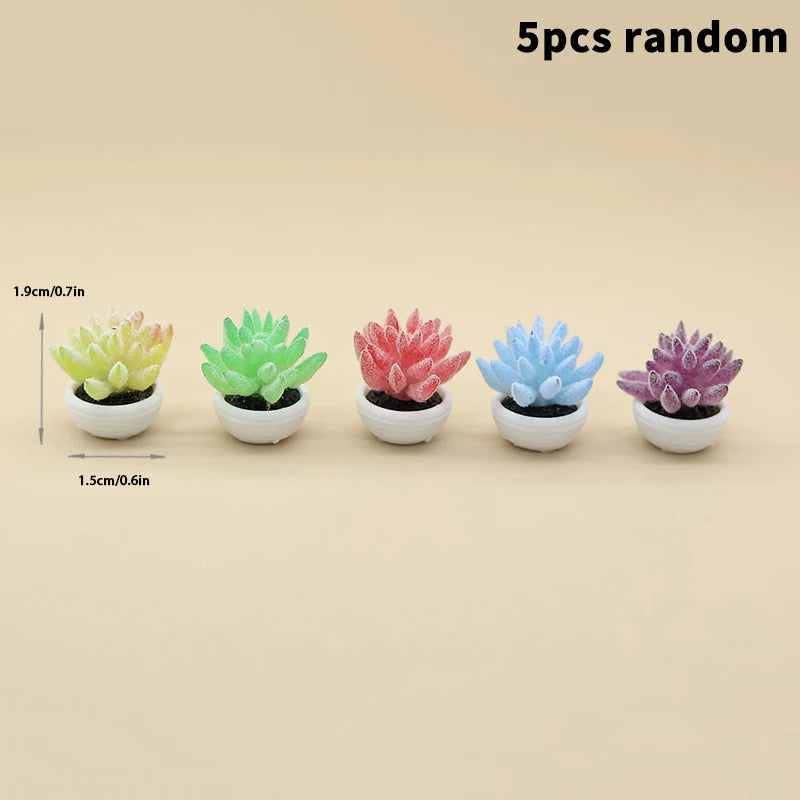 ▶5Pcs Simulation Mini Potted Plants Model Dollhouse Bonsai Decoratio Dollhouse Micro Landscape Garden Desktop Ornament Zpaxo A3
