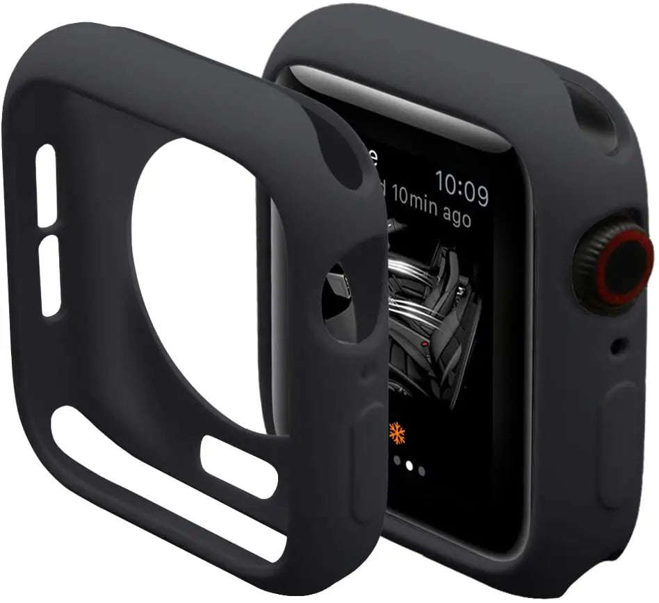 Silicone Case For Apple Watch 9 8 7 6 5 4 se 45mm 41mm 44mm 40mm 42mm 38mm Protection Shell Cover for iWatch Series Ultra 2 49mm Zpaxo Black Series 789 41mm