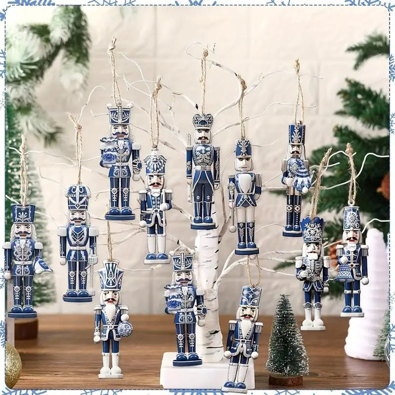 12PCS Nutcracker Wooden Decorative Set - New Year Christmas Gift, Party Decoration And Home Decor Xmas Tree Hanging Ornament Zpaxo