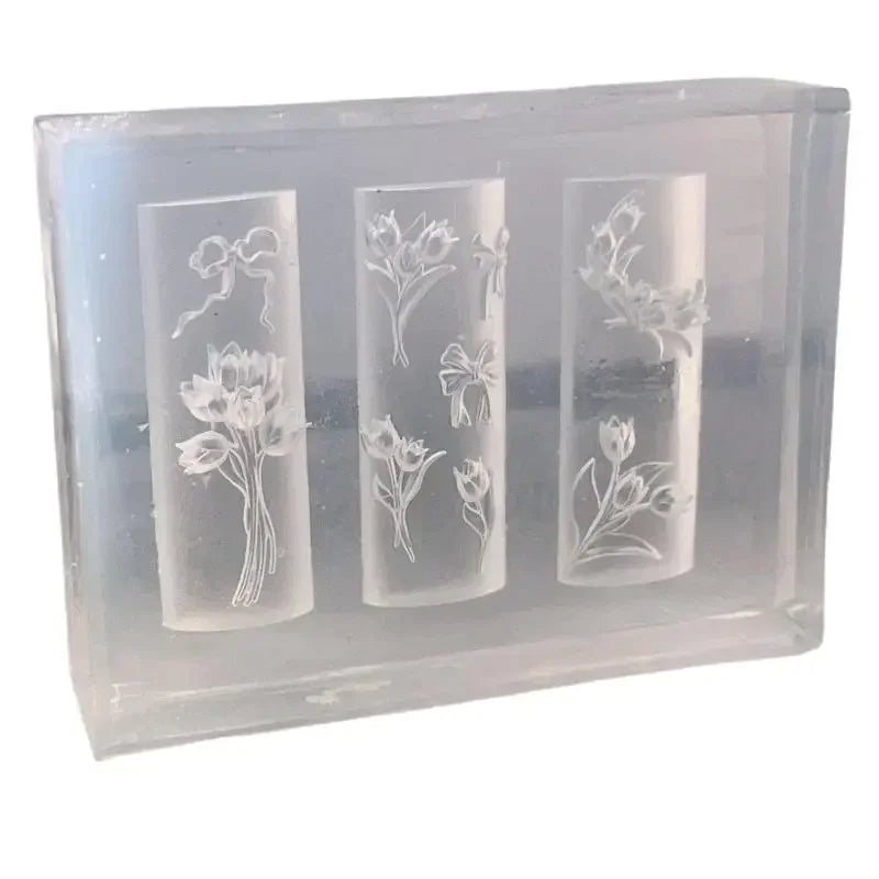 3D Silicone Nail Mold Sweet Flower Tulip Bouquet Transparent Nails Mold DIY Nail Art Decor Manicure Template For Nail Charms Zpaxo