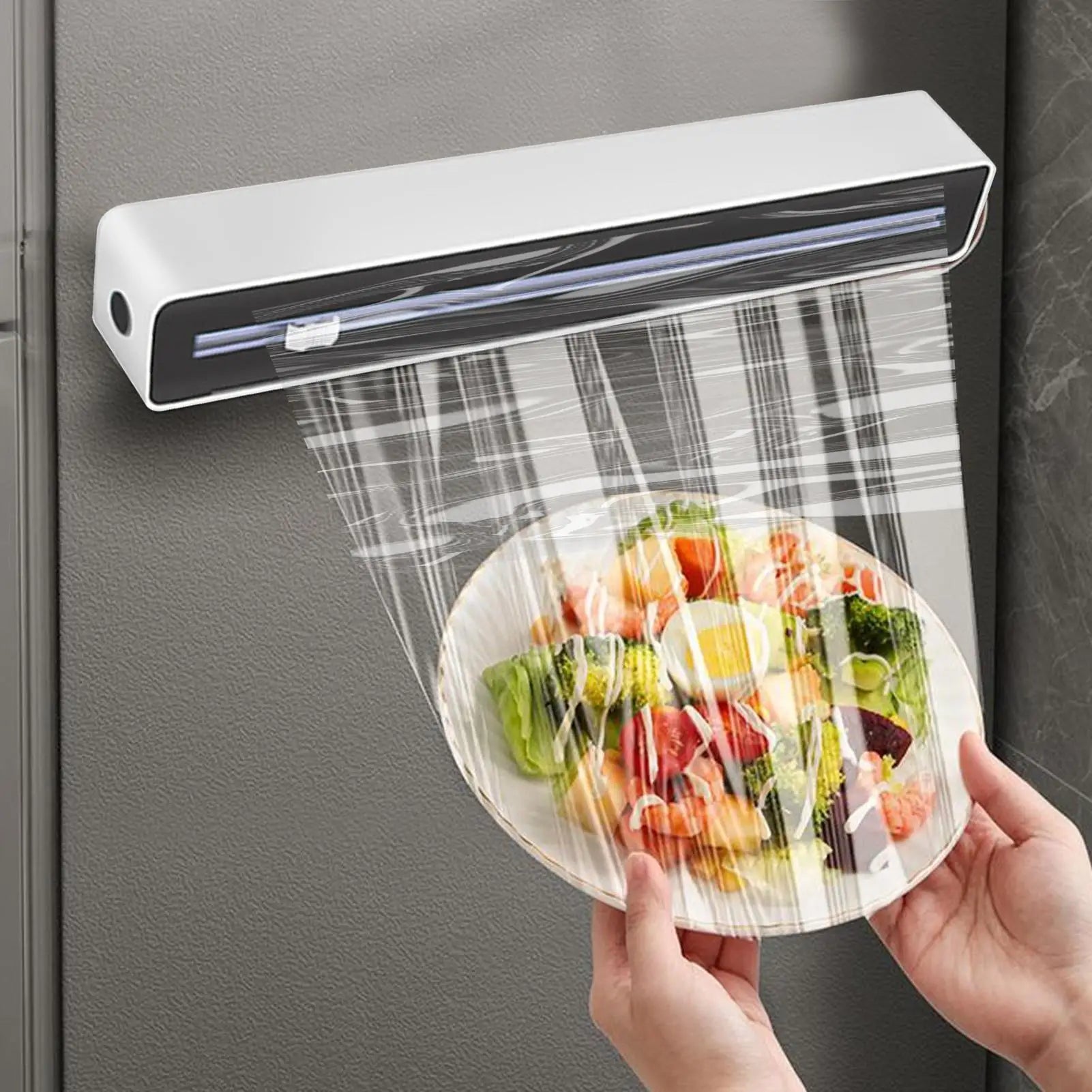 Food Wrap Dispenser Cutter Sturdy Suction Cup Base Aluminum Foil
