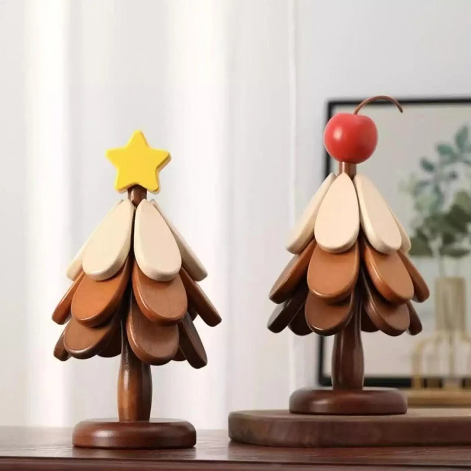 Christmas Tree Coasters Foldable Wood Coasters Wooden Tree Trivet Set for Kitchen Dinner Beverage Cup Counter Countertops Pans Zpaxo