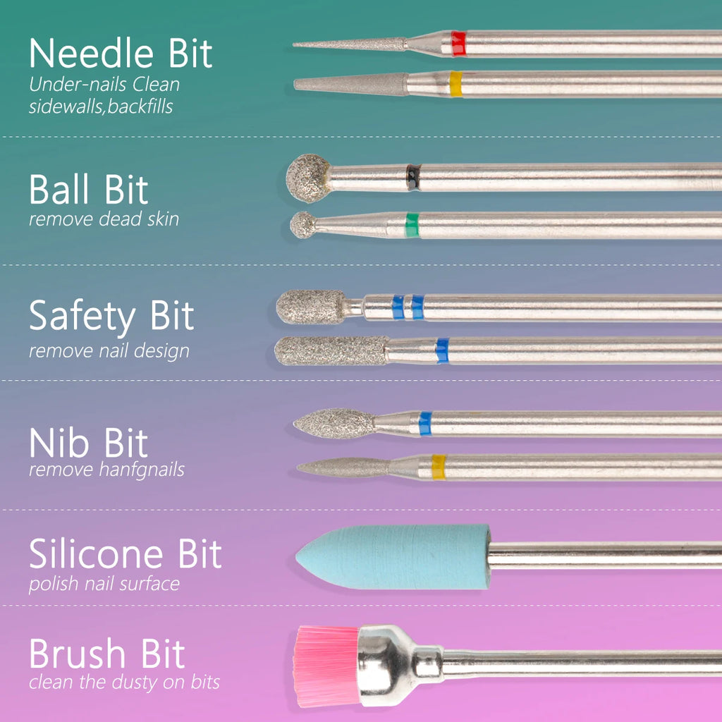 14pcs/set Nail Drill Machine Bit Nail Gel Removal Polishing Tools Pedicure Manicure Rotary Grinding Buffer Polisher Zpaxo