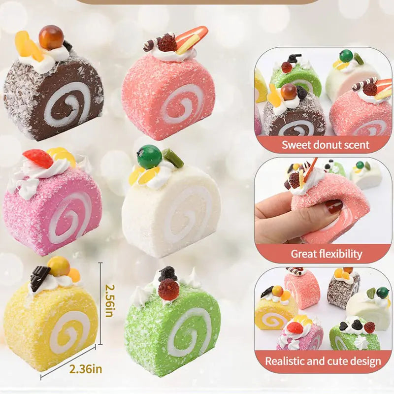 Simulation Swiss Roll Cake Model PU Dessert Fake Food Decor