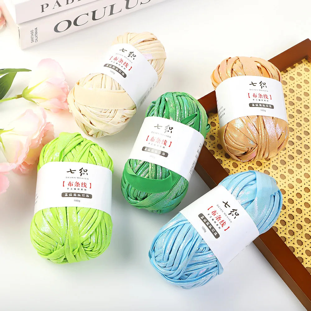 100g/Roll Metallic Crochet Yarn Imitation Leather Shiny Crochet Yarn Fabric Yarn for Knitting T-Shirt Bag Craft Zpaxo