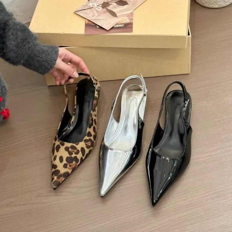 Fashion Patent Leather Pointed Toe Women Pumps Elegant Low Heels