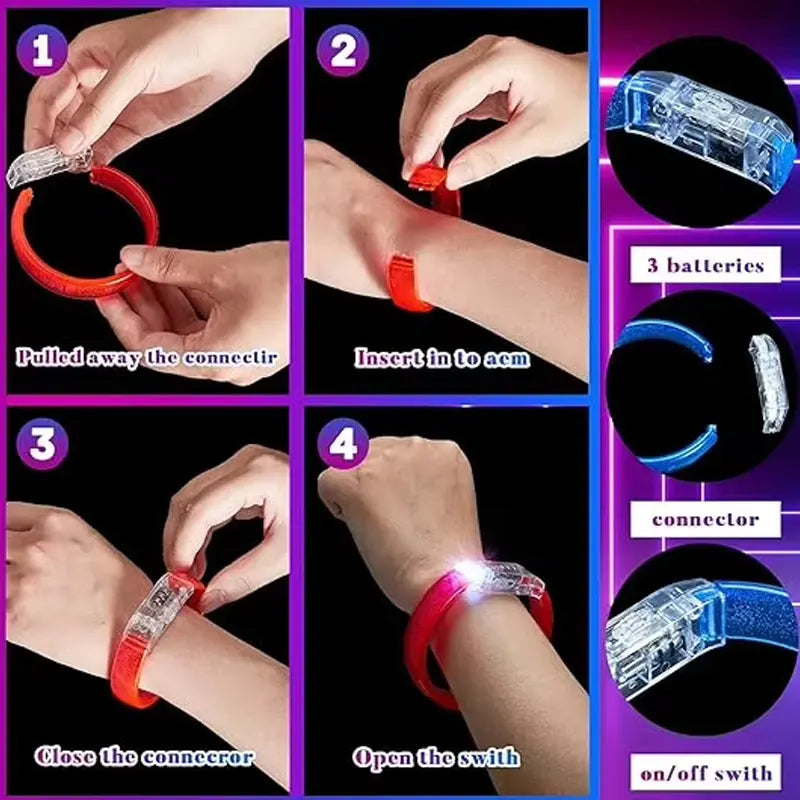 10 30 50 LED Bracelets Customizable Logos Text Suitable Wedding