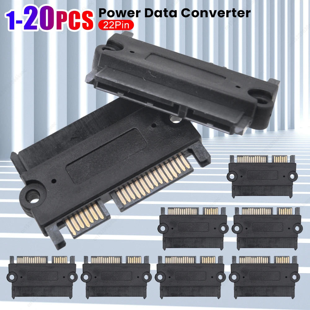 1- SATA Male Female Power Data Adapter Converter 22Pin 7+15