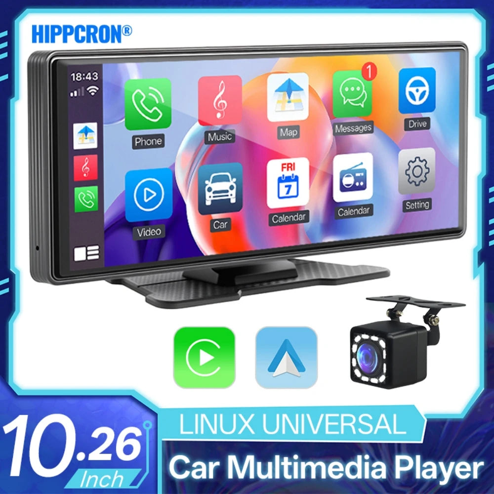 Hippcron Car IPS Display Screen Wireless Carplay Android Auto