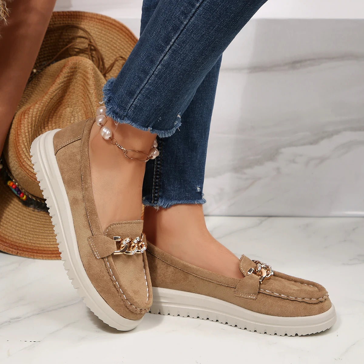 Women Flats Loafers Round Toe Solid Soft Sole Flat Shoes Spring Autumn Casual Slip on Mary Jane Shoes Fashion Sneakers Women Zpaxo
