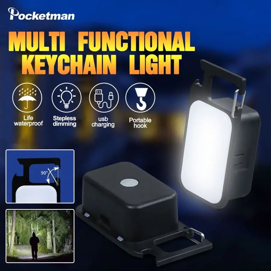 POCKETMAN Mini LED Keychain Flashlight – 4 Modes USB-C