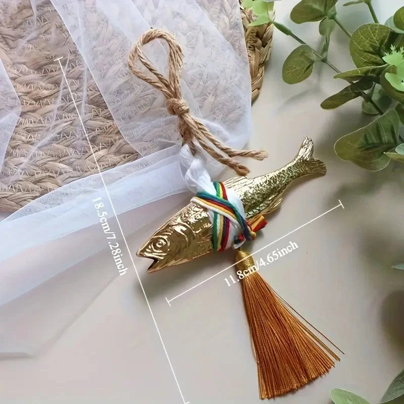 1Pc Golden Cod Fish Pendant Gadus Korean Style Halcogrammus Hanging Ornament Door Hanging Peace Luck Wealth Fish Wall Decoration Zpaxo