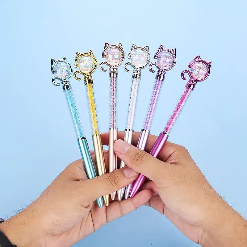 Brilliant Cartoon Cat Rhinestone Pens Ideal As School Supplies Office Zpaxo
