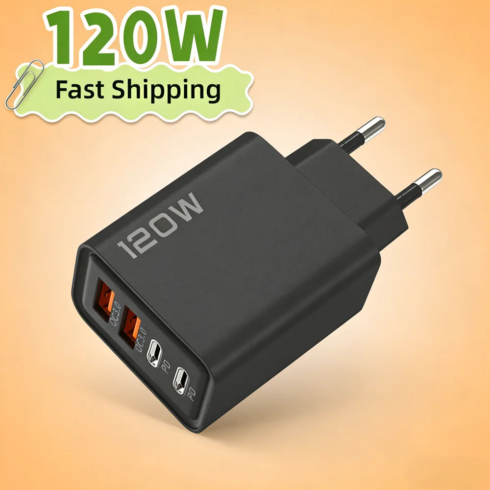 120W PD USB-C Fast Wall Charger – iPhone & Android USB-C Wall Charger Zpaxo