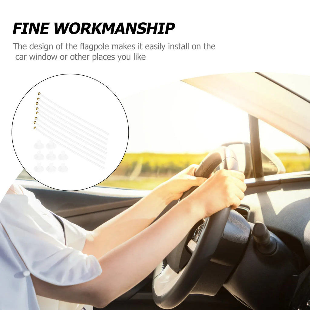 8Pcs Car Window Flagpoles Plastic Small Flag Holders for Cars Trucks Vehicle Window Flag Brackets Sturdy Design