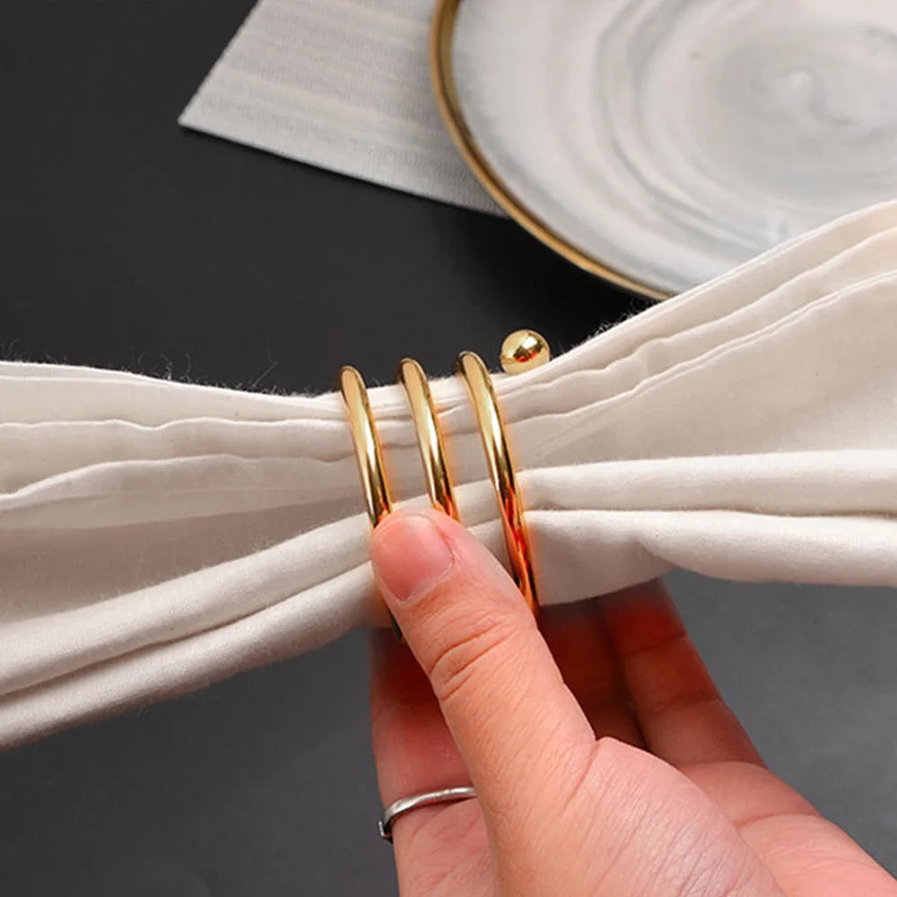 Napkin Ring Gold Silver Metal Round Napkin Buckle Napkin Holder for Wedding Dinner Party Table Decoration Zpaxo