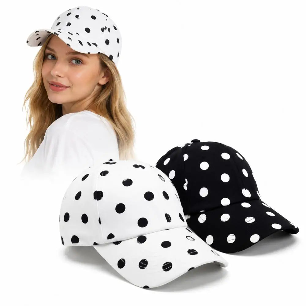 Retro Soft-top Polka Dot Baseball Cap Adjustable Sun Protection Casual Hat Versatile Wide Brim Peaked Cap Summer Outing Zpaxo
