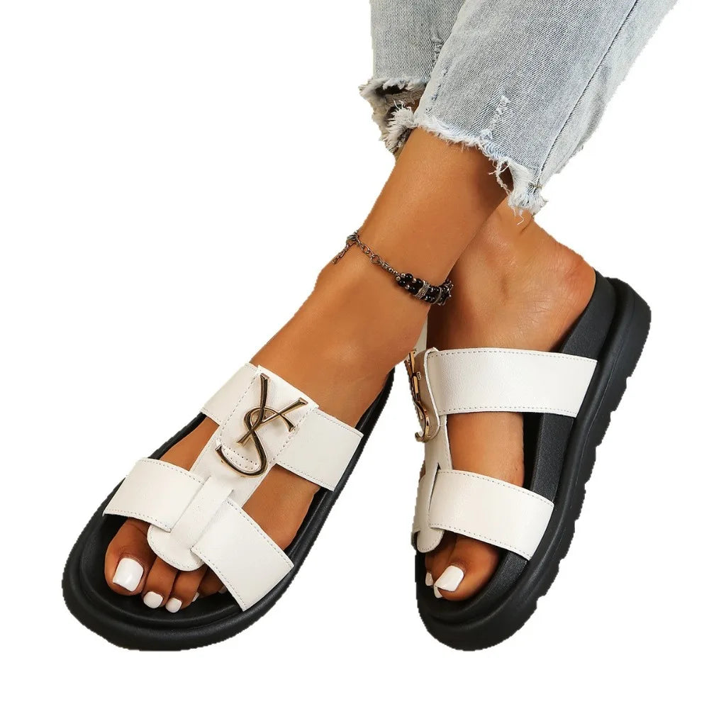 Women Slippers 2026 Fashion Open Toe Flats Luxury Designer Casual Women Sandals Daily Outdoor Comfort Open Toe Flip Flops Zpaxo