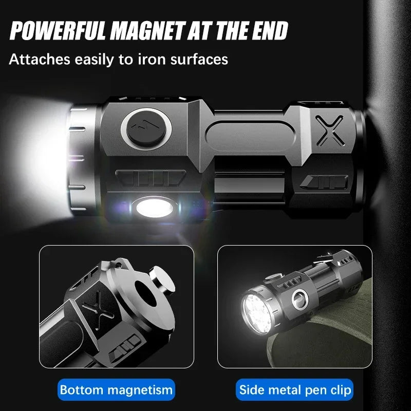 Mini LED Flashlight USB Rechargeable – Magnetic, Waterproof, 6 Modes LED Flashlight Zpaxo