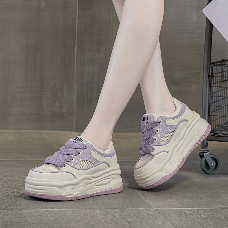 White Sneakers Women All Matchspring Autumn Thick Sole Fashion Sport Zpaxo