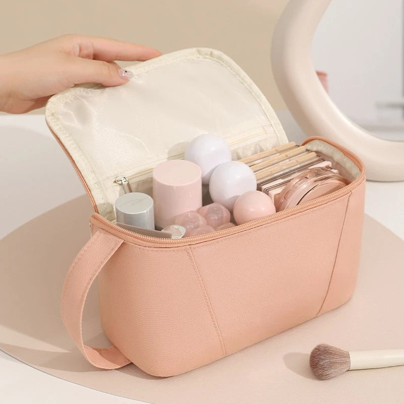 Large Opening Toiletry Bag, Large Capacity Bathroom Cosmetic Storage Bag Travel Makeup Brush Storage Wash Cosmetic Bag Men Women Zpaxo