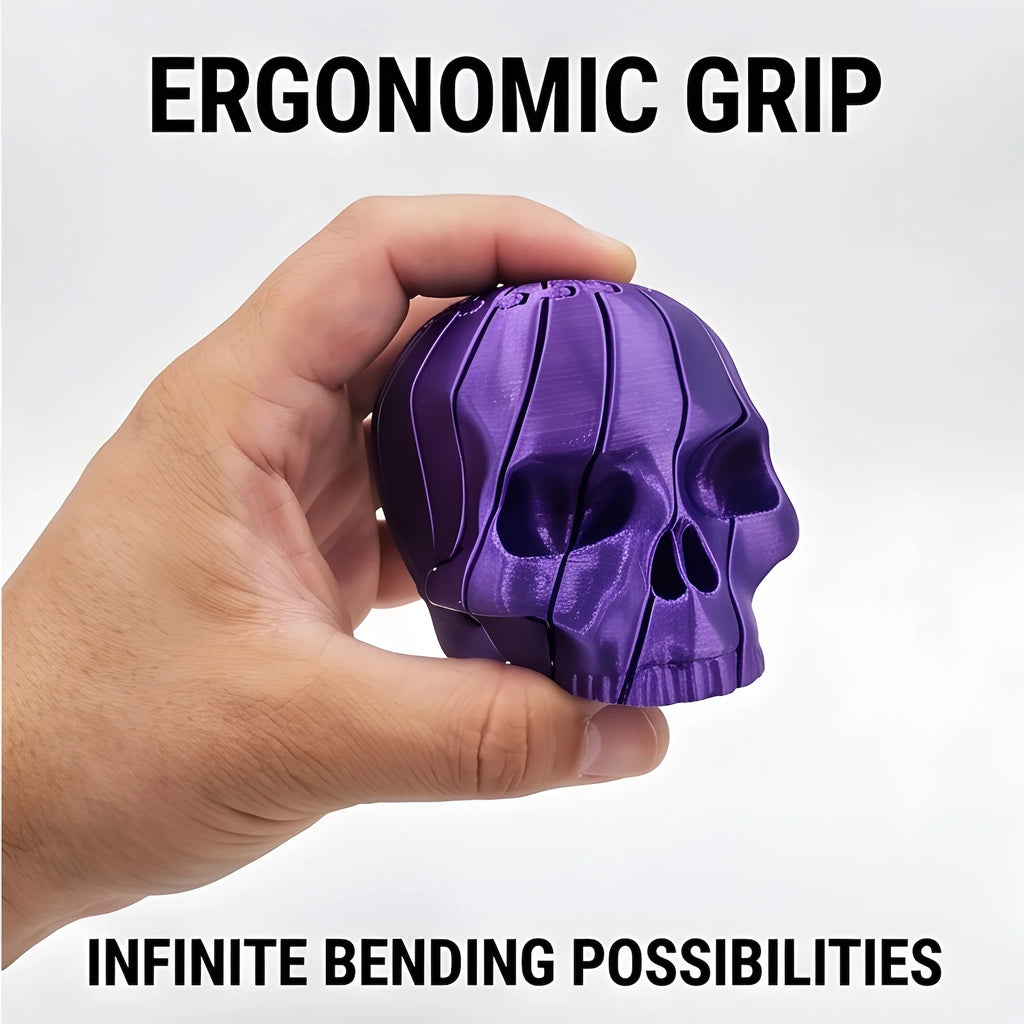3D Printed Articulated Skull Fidget Toy Flexible Extendable Skeleton