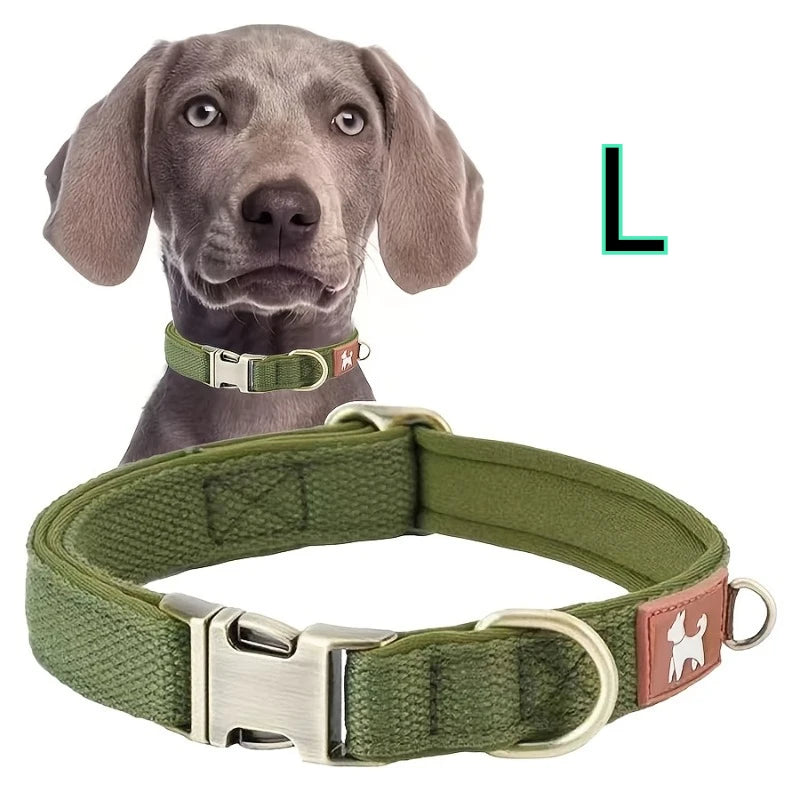 Vintage Durable Nylon Webbing Lined Dog Collar Suitable Large Medium Zpaxo GREEN-L