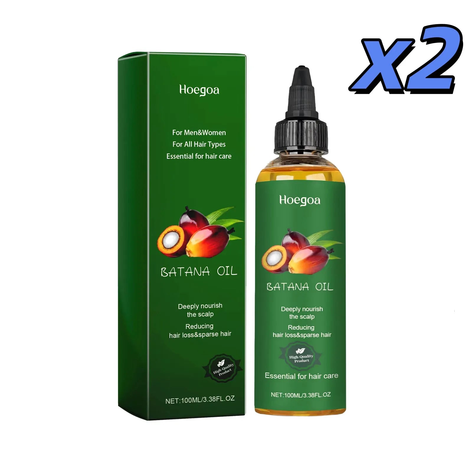 HOEGOA Hair Growth Oil – Scalp Nourishing & Frizz Control Hair Growth Oil Zpaxo 2 x 100ml boxed
