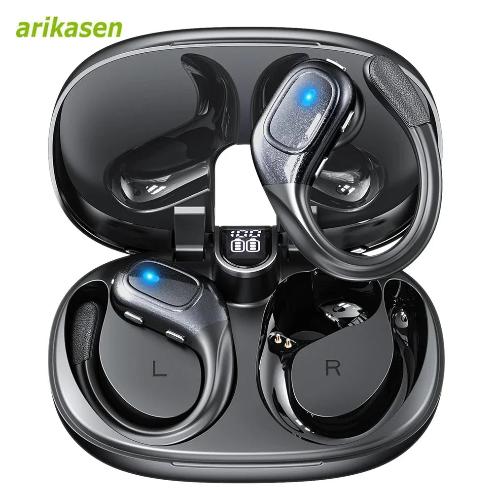 Bluetooth Headphones TWS Wireless Earbuds Over-ear Earpieces Mics LED