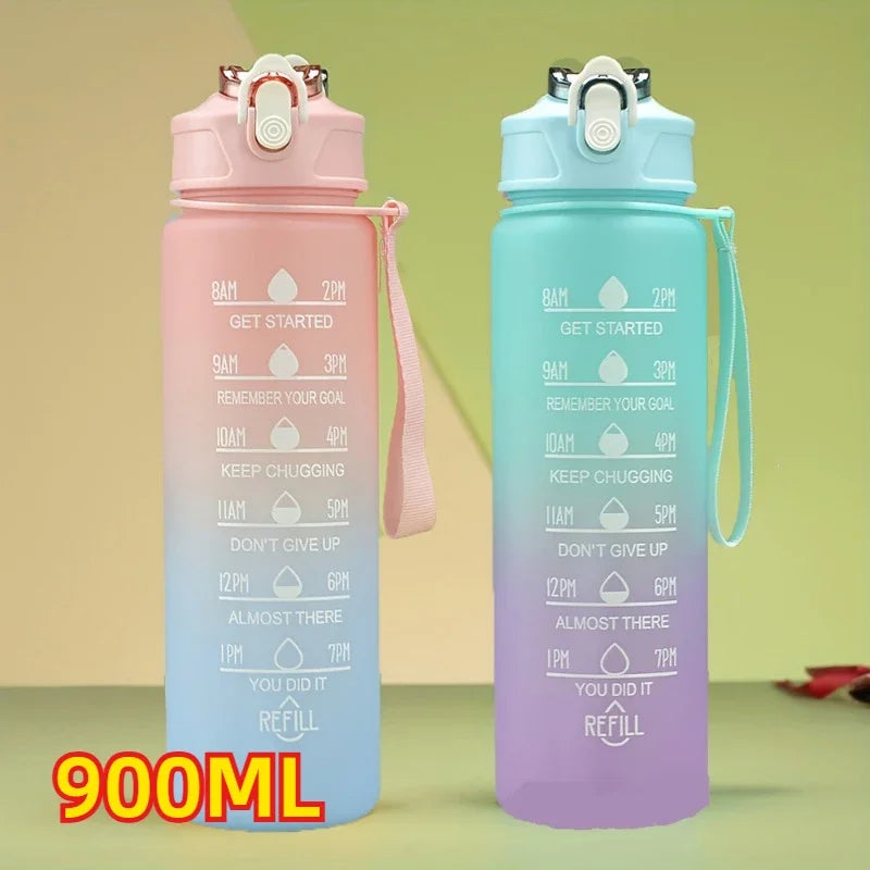 1-3PCS Sports Water Bottle for Running Drinking Bottle 2L Motivational with Time Marker Stickers Portable Reusable Plastic Cups Zpaxo 2pcs-pink-green Select style