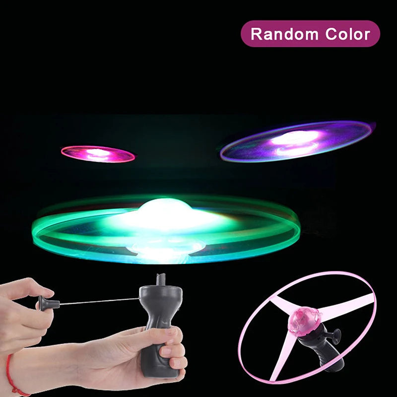 Flying Spinning Luminous Toys Glowing Flyer Kids LED Light Handle