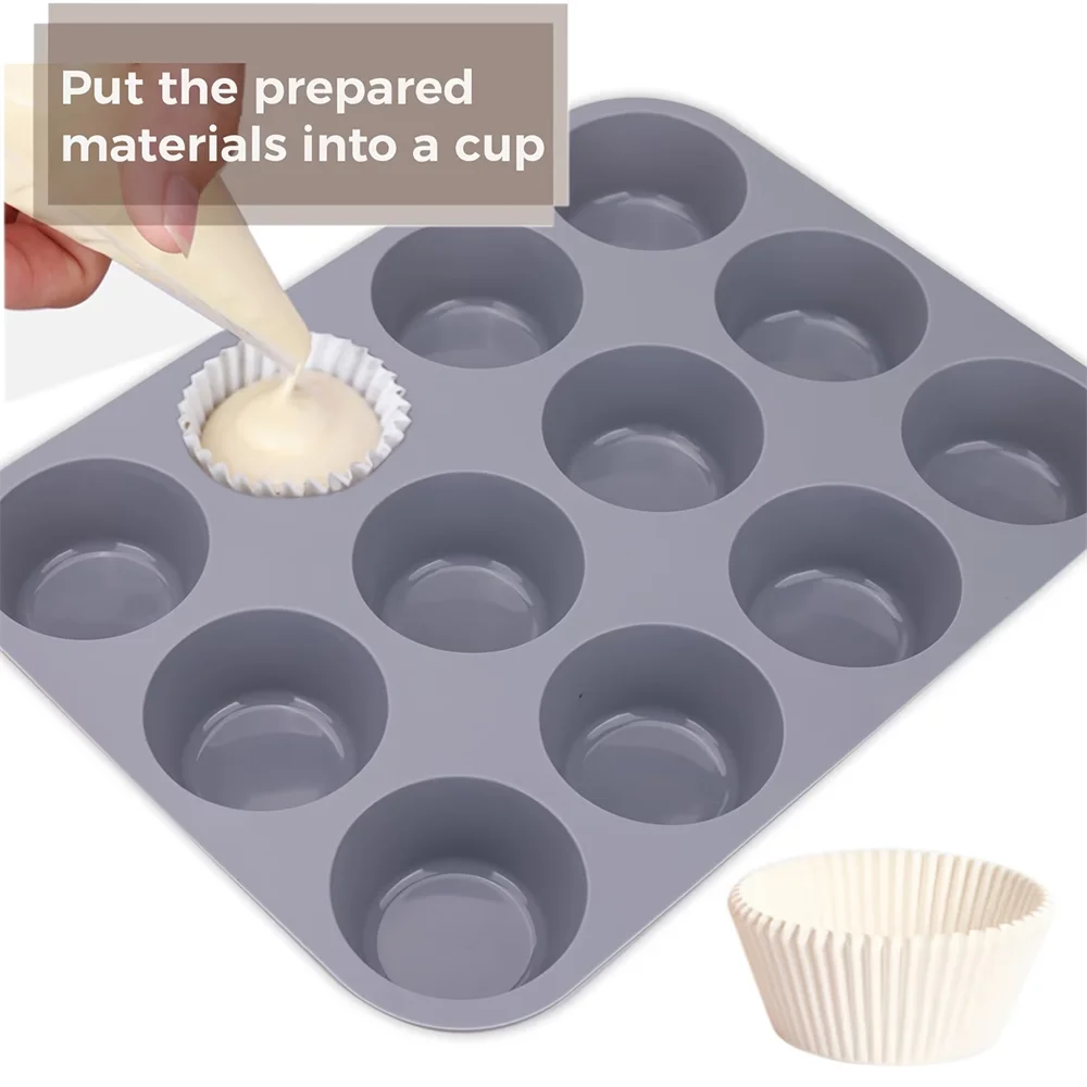 Nonstick Silicone Mini Muffin Pan Baking Pans Food Grade Cupcake Zpaxo