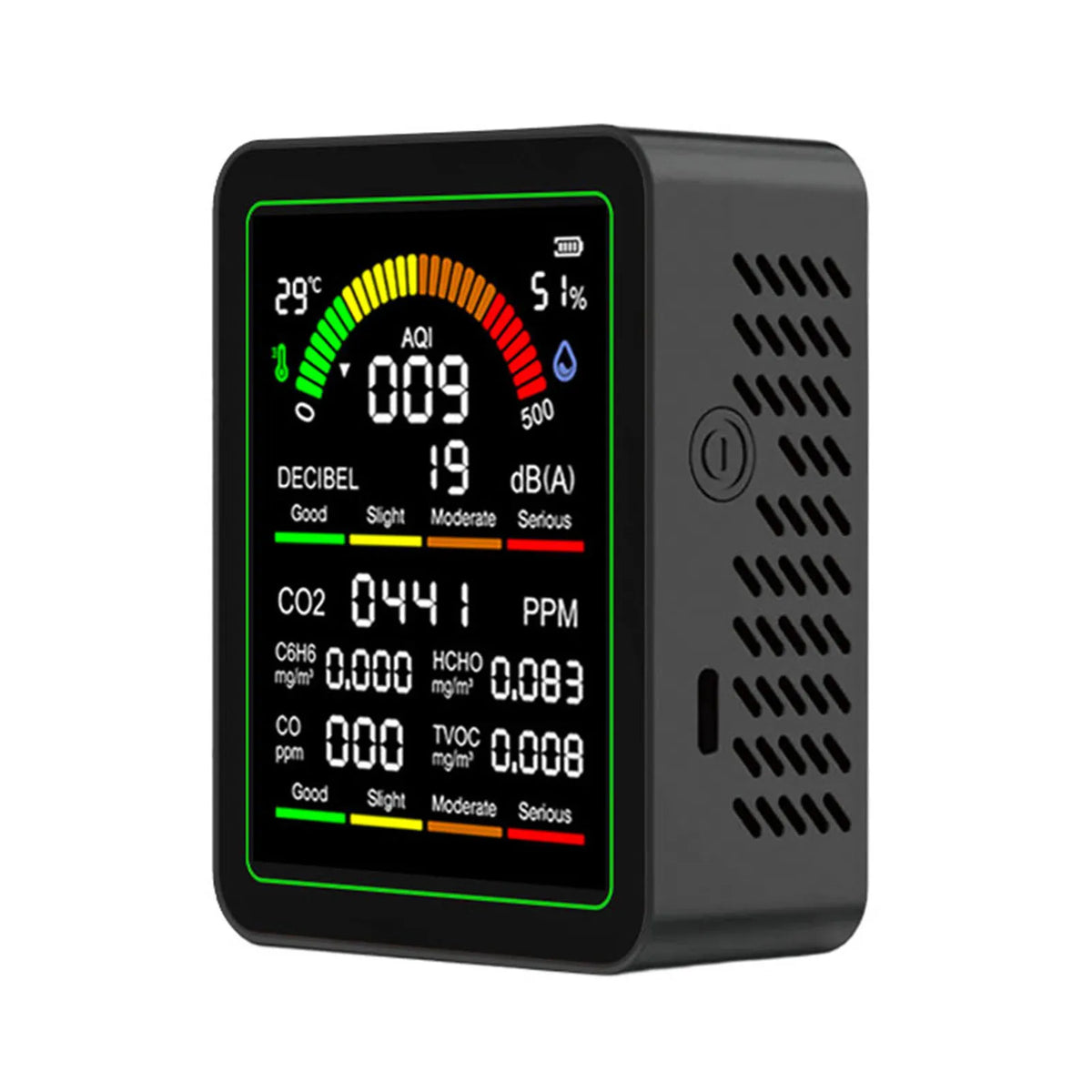 1 Multifunctional Air Detector Type-c Charging Carbon Dioxide Airs Zpaxo black