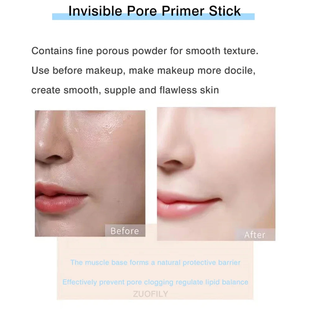 Makeup Base Face Primer Stick Invisible Pore Light Oil-control Finish No Creases Not Cakey Concealer Primer Stick Matte Cosmetic Zpaxo