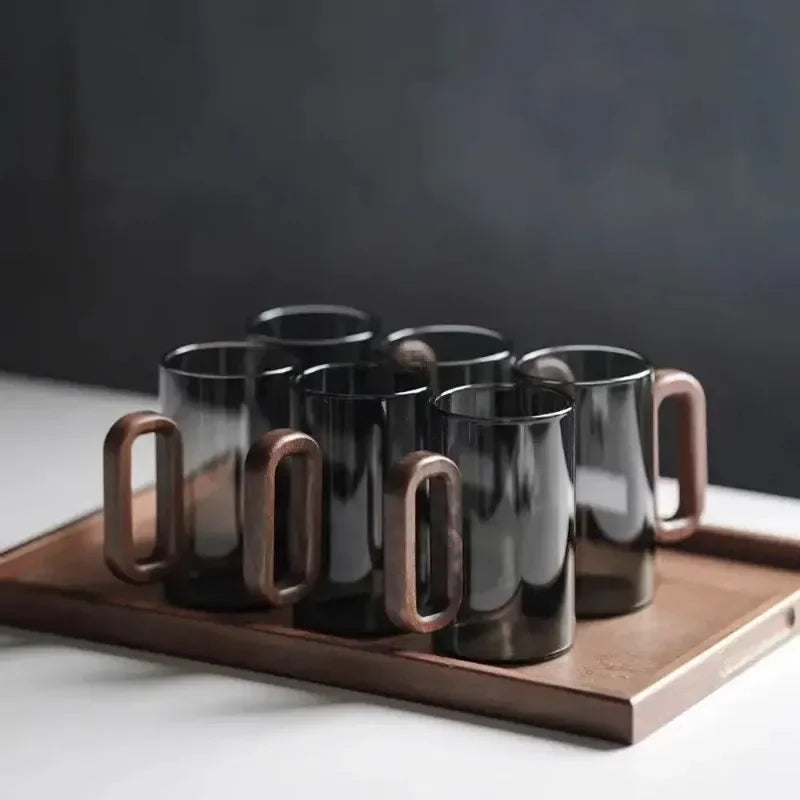 NewGlass Wood Single-layer Cup High Borosilicate Pyrex Tea Cup Large Capacity Drinking Water Coffee Cup Zpaxo