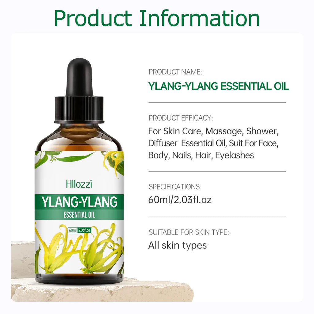 100ml/60ml/30ml Ylang Ylang essential oil For skin care, body care, hydration, long-lasting fragrance, multifunctional essential Zpaxo