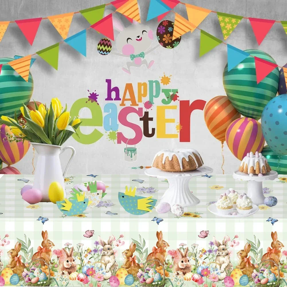 2025 Year Easter Egg Bunny Theme Party Supplies Disposable PE Plastic
